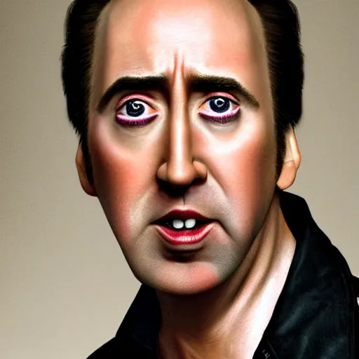 Prompt: the most terrifying picture of nic cage
