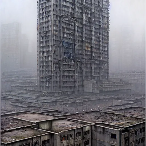 Image similar to brutalist, soviet architecture, kowloon city, hong kong, grey, intricate, ugly highly detailed, centered, digital painting, artstation, concept art, smooth, sharp focus, illustration, artgerm, tomasz alen kopera, peter mohrbacher, donato giancola, joseph christian leyendecker, wlop, boris vallejo