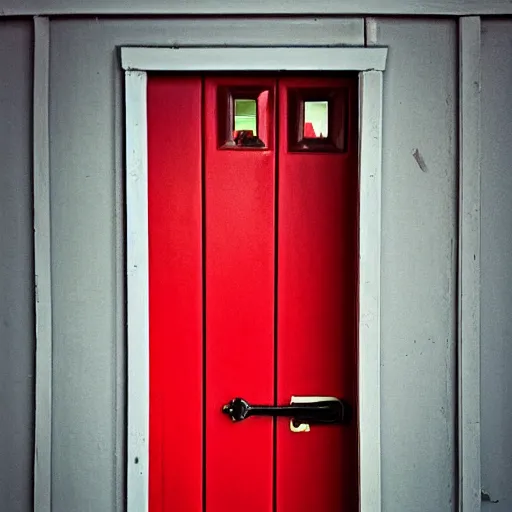 Prompt: a cat peaking behind the red door, professional photography