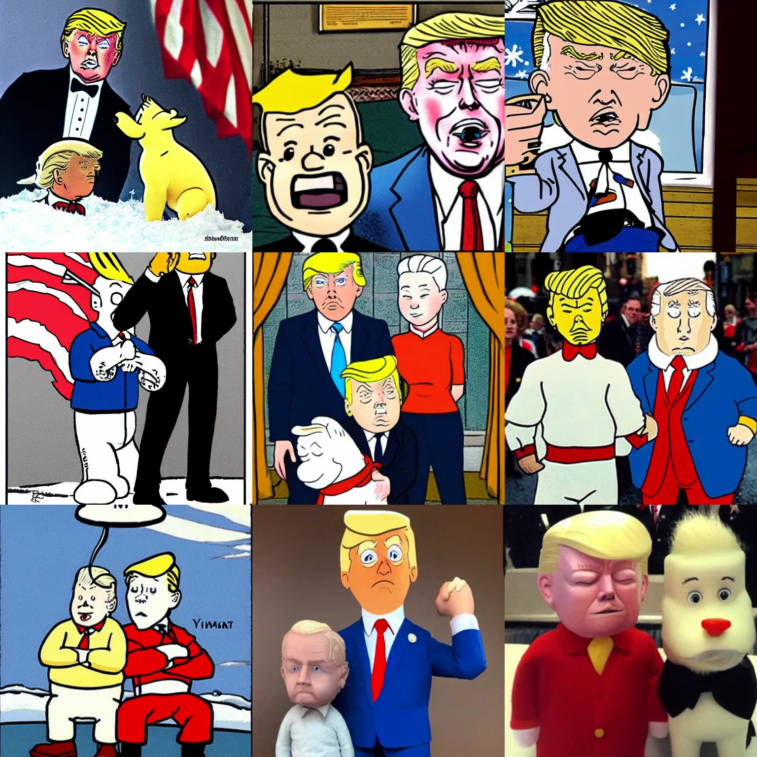 Image similar to Snowy and Tintin as Donald Trump