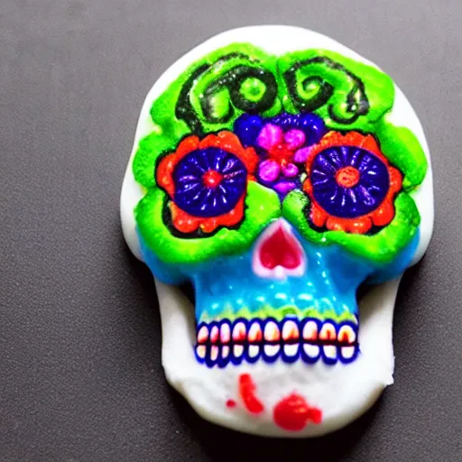 Image similar to a sugar skull made out of candy photo realistic hyper realism