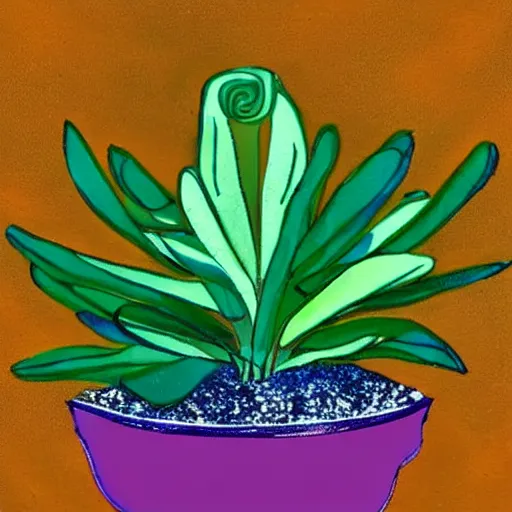 Prompt: jade plant with blue background