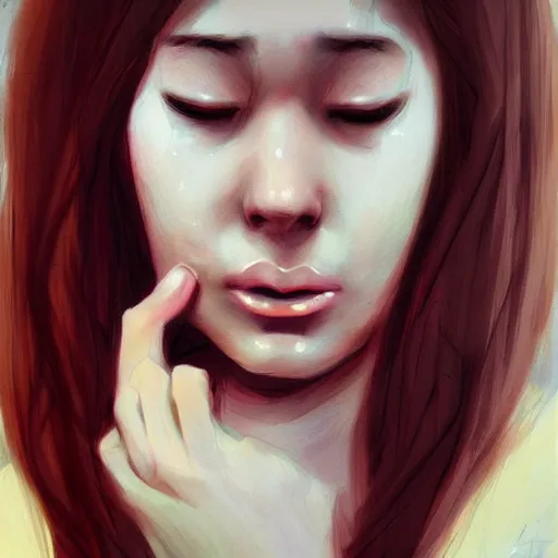 Image similar to “a pretty girl crying, realism, trending on artstation”