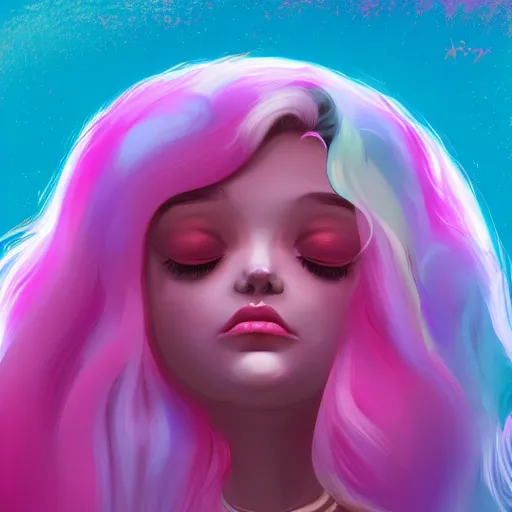 Prompt: the cotton candy kiss of transcendental bliss, 🍭🍬 in the style of pascal blanche from artstation, digital art