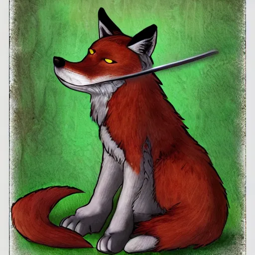 Prompt: fox with sword, d&d