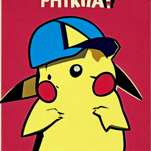 Image similar to pikachu communist propaganda poster from the 5 0 s