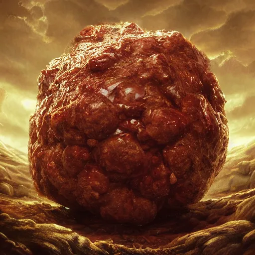 Prompt: illustration of a human meat ball, masterful digital art, sublime detail, epic composition, intricate detail