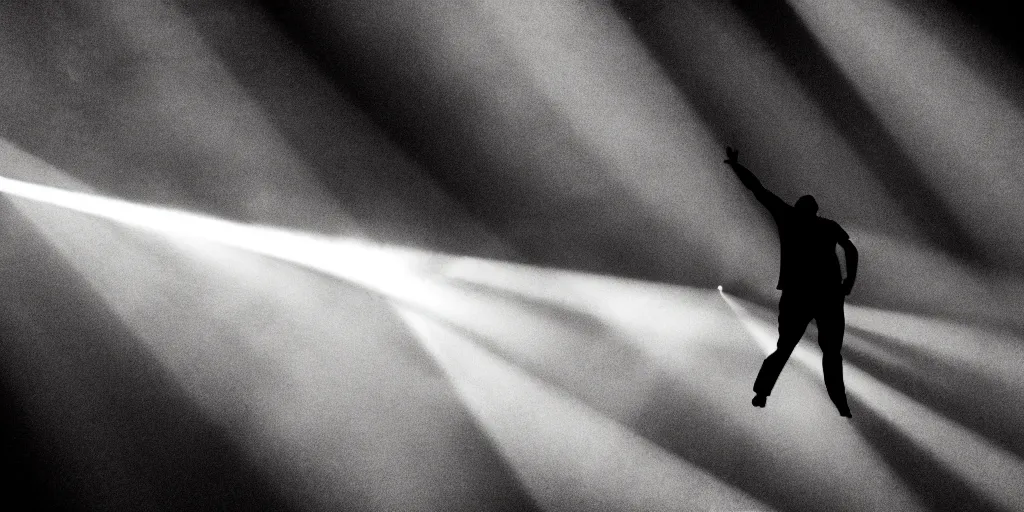 Image similar to a man falls down a sunbeam