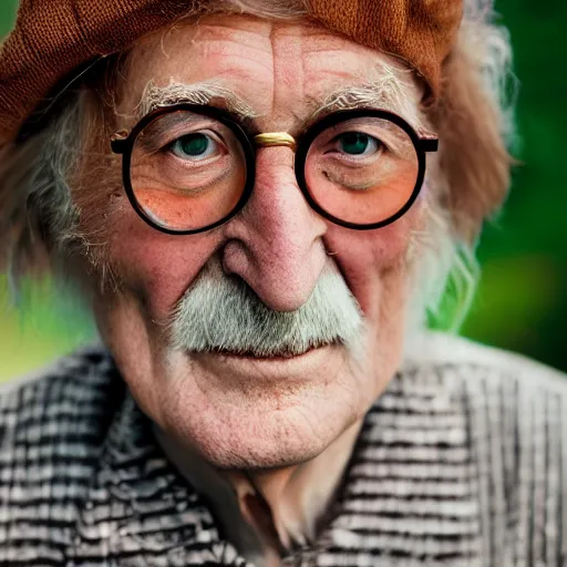 Prompt: old john lennon at age 9 0 years old, color ( sony a 7 r iv, symmetric balance, polarizing filter, photolab, lightroom, 4 k, dolby vision, photography award ), vogue, perfect face