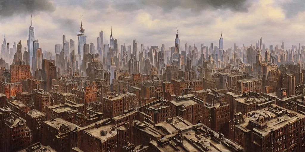 Prompt: new york occupied by wehrmacht, ww 2, matte painting, oil painting, painting