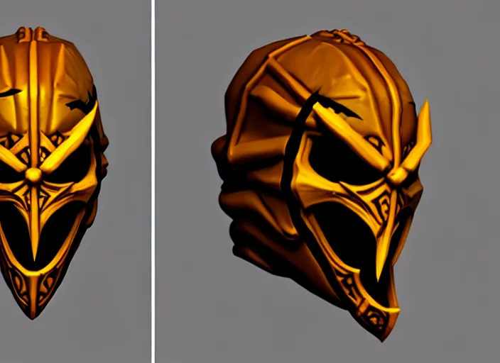 Image similar to hooded skull, with mortal kombat scorpion style facemask, stylized stl, 3 d render, activision blizzard style, hearthstone style, crash bandicoot artstyle