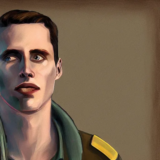 Prompt: jerma 9 8 5 in disco elysium, portrait art