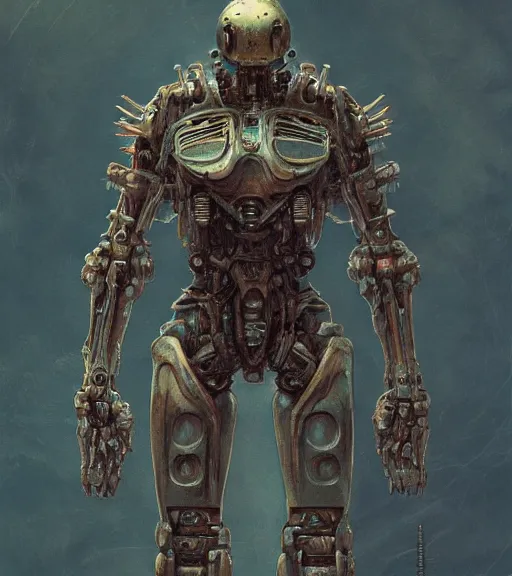 Prompt: an alien biomechanical soldier in power armor, half machine, half organic, by beksinski, 4 k, deviantart, 3 d unreal engine, trending on artstation