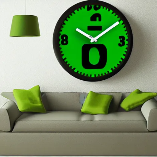 Prompt: a green clock