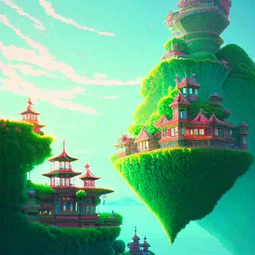 Image similar to a emerald saphire ruby gems, floating cat island :: studio ghibli, beeple and James Gilleard and Justin Gerard :: ornate, dynamic, particulate, rich colors, intricate, elegant, highly detailed, centered, artstation, smooth, sharp focus, octane render, 3d