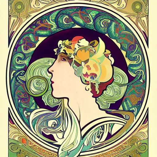 Image similar to swirls and graphics elements from a poster by alphonse mucha, art nouveau, graphic, circular h 7 0 4