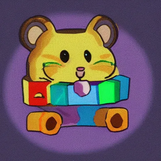 Image similar to a hamster consisting of rainbow gems