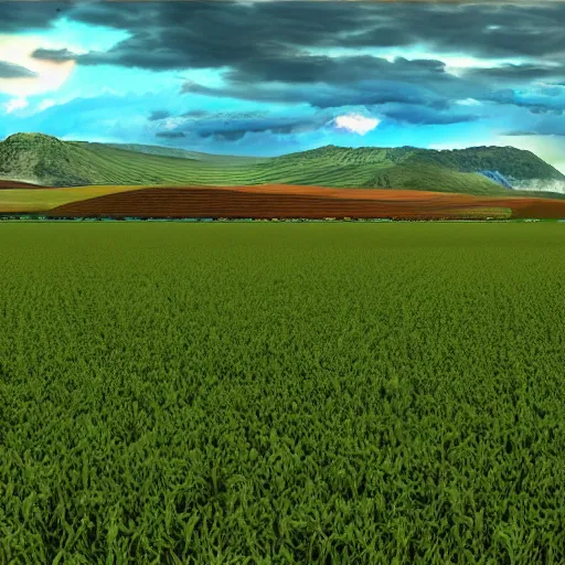 Image similar to futuristic farm ultrarealistic 150mpx landscape photography photorealistic 8k