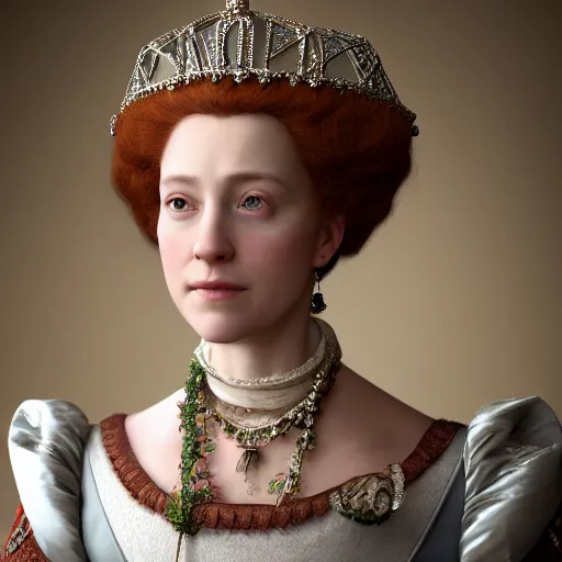 Prompt: 1 7 th century duchess, wow 4 k detail fantasy, cgsociety, matte painting, realistic materials, photo realistic, postprocessing, cinematic, hyperrealistic, studio lighting, ekaterina, the tudors, photography by richard jenkins