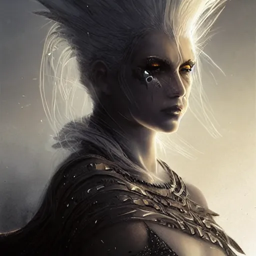 Prompt: kerli koiv as a genasi fire, darkwave, darksynth, concept headshot art, sharp, digital matte painting, art by luis royo, greg rutkowski, wlop, dramatic lighting, trending on artstation