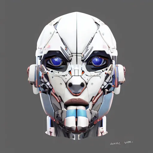 Prompt: very symmetrical!! cyborg anatomy face concept asset art from video game, by miguel angel martinez monje, by vitaly bulgarov, by yoji shinkawa, by joss nizzi, by shoji kawamori, horizon zero dawn, konami, mecha, deviantart, artstation, marmoset toolbag render, unreal engine