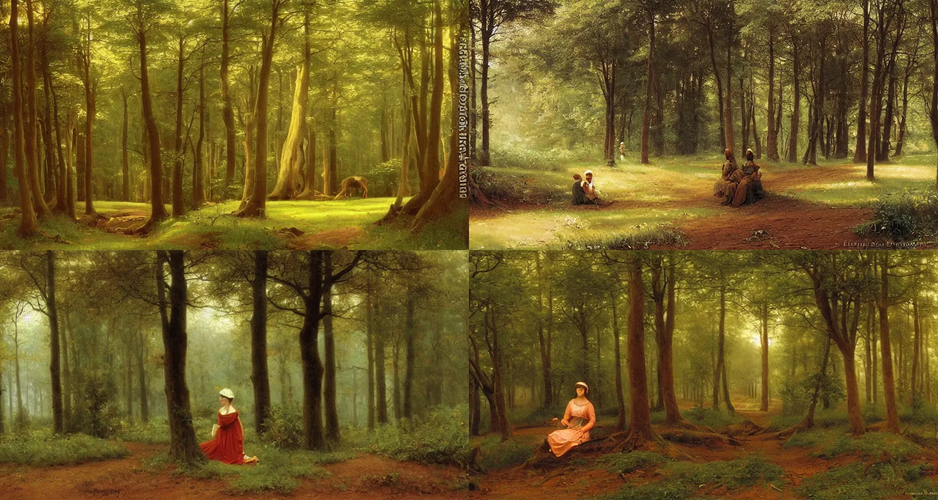 Prompt: forest art by edmund blair leighton