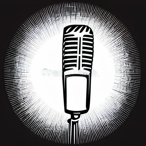 Image similar to iconic vector logo illustration of a microphone line art, bold