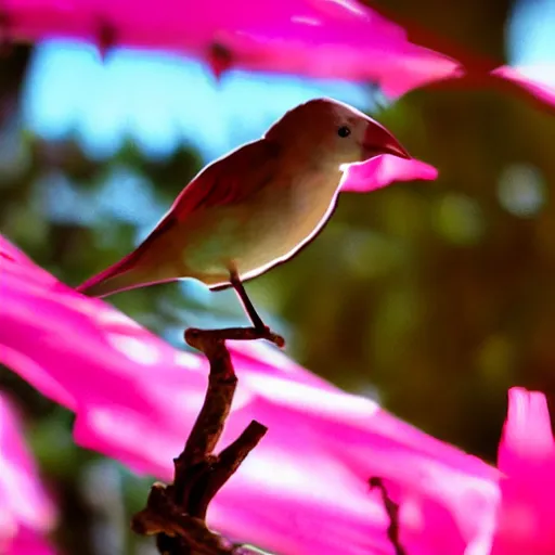 Image similar to pink bird cinematography