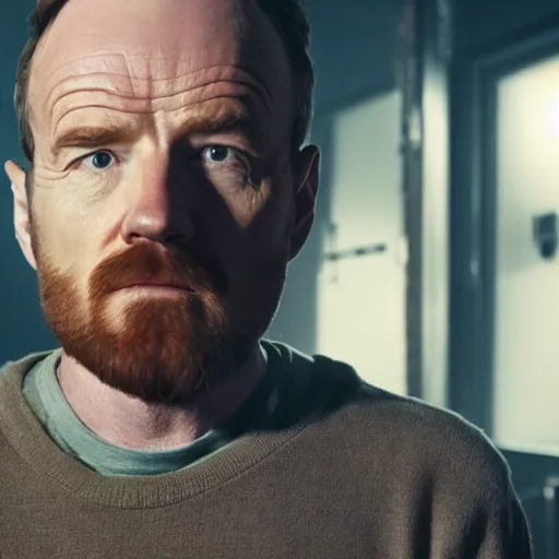 Image similar to Live Action Still of Bryan Cranston dressed as Jesse Pinkman, real life, hyperrealistic, ultra realistic, realistic, highly detailed, epic, HD quality, 8k resolution, body and headshot, film still