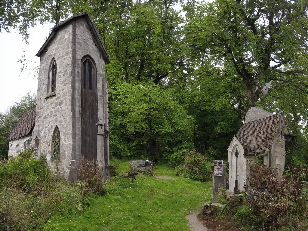 Image similar to i would often go there, to the tiny church there, the smallest church in saint - saens, though it once was larger, how the rill may rest there, down through the mist there, toward the seven sisters, toward those pale cliffs there