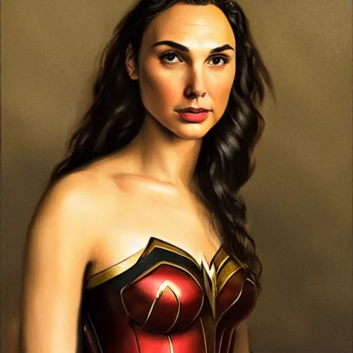 Image similar to portrait of Gal Gadot, in the style of the Hudson River School