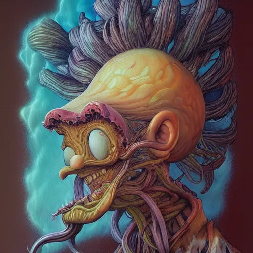 Image similar to fungus mohawk projector portrait by gaston bussierre and charles vess and james jean and erik jones and rhads, inspired by rick and morty, epic, funny, huge scale, beautiful fine face features, intricate high details, sharp, ultradetailed