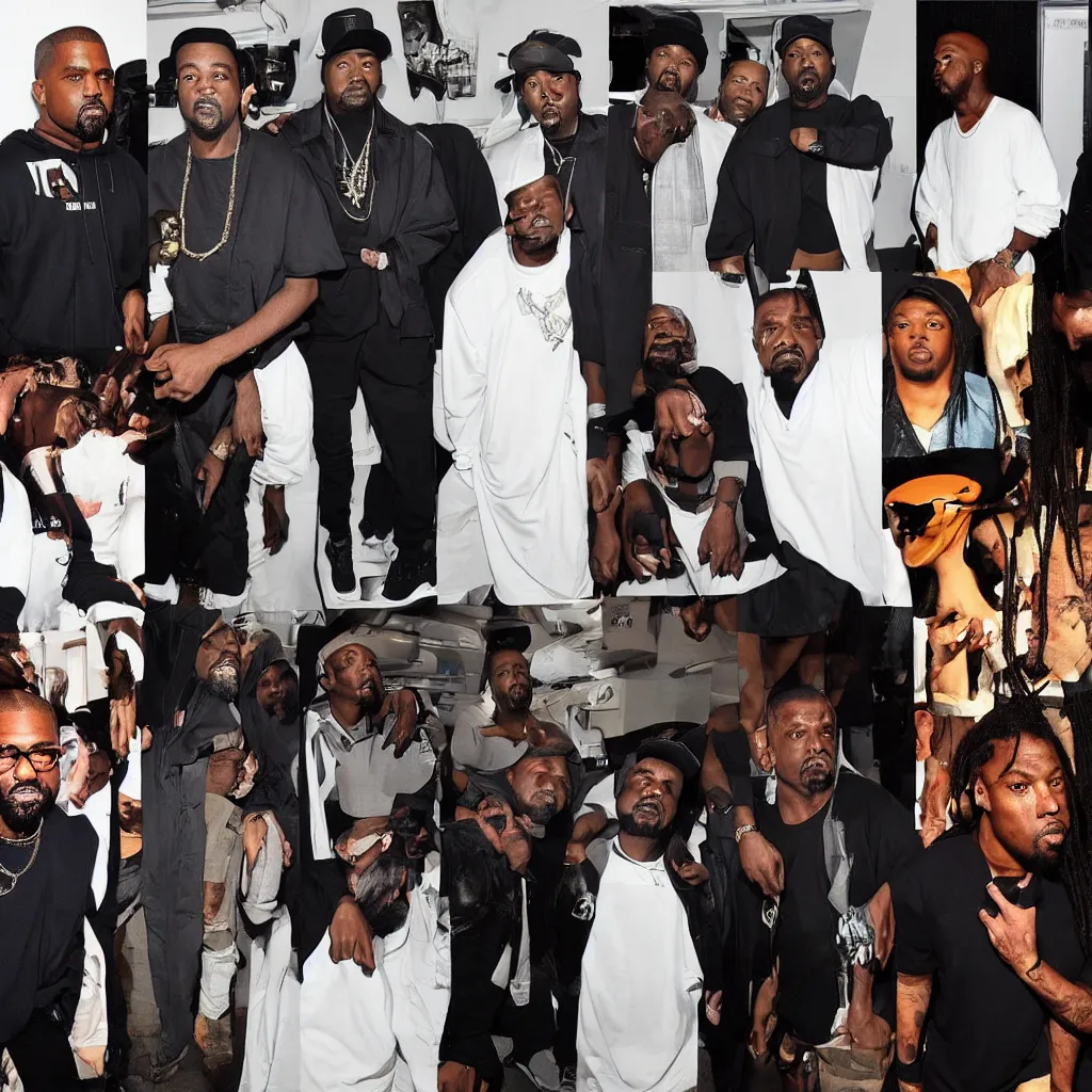 Image similar to kanye west, walter white, kendrick lamar, denzel curry all posing together