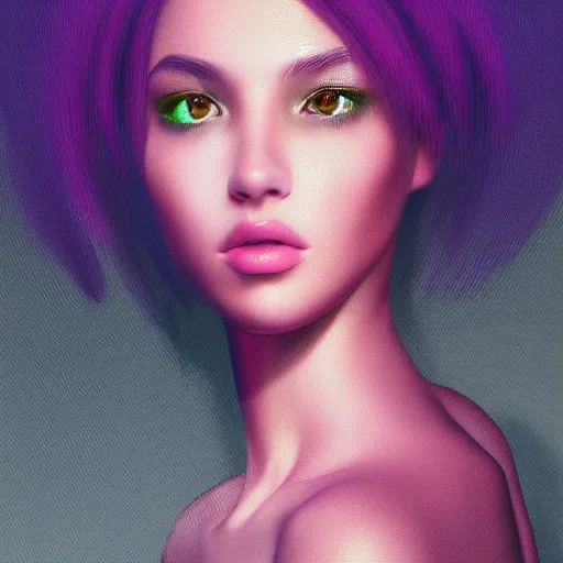 Prompt: high detail portrait of a beautiful woman, vaporwave lighting, concept art, beautiful