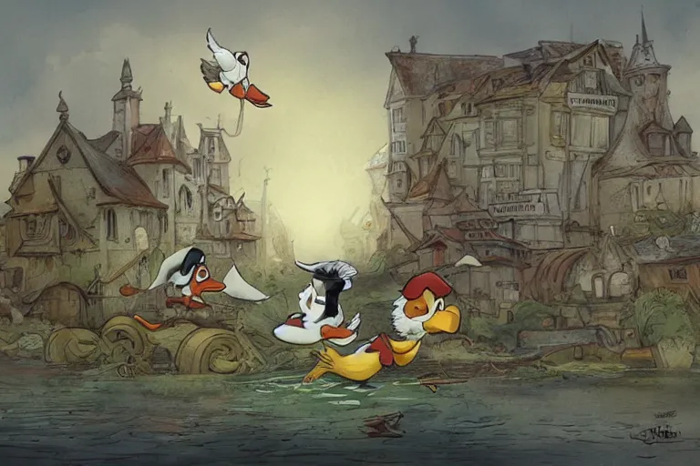 Prompt: duckburg by jean - baptiste monge