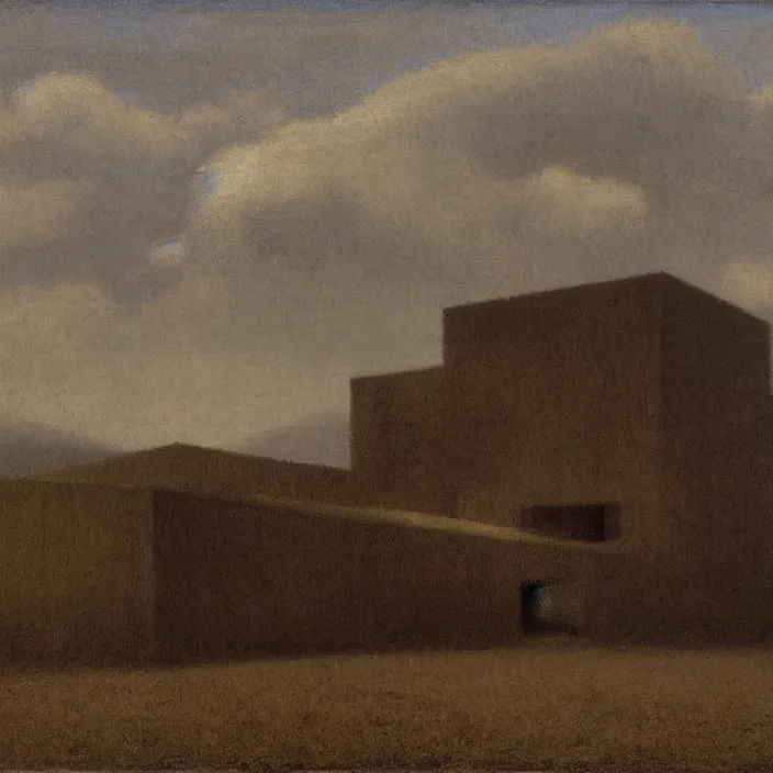 Image similar to a building in a landscape, by odd nerdrum