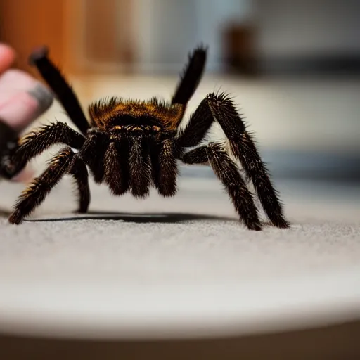 Prompt: photo of a tarantula in a shoe