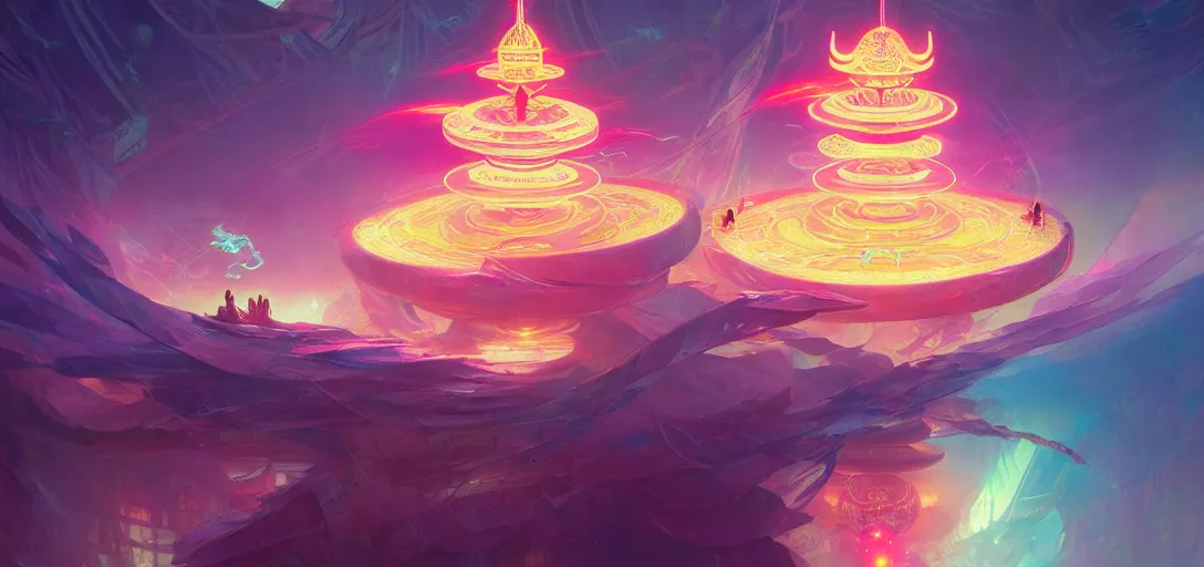 Image similar to a floating temple, channeling swirling energy, wearing netrunner clothing, vaporwave aesthetic, colorful, psychedelic, digital painting, artstation, concept art, smooth, sharp focus, illustration, art by artgerm and greg rutkowski and alphonse mucha