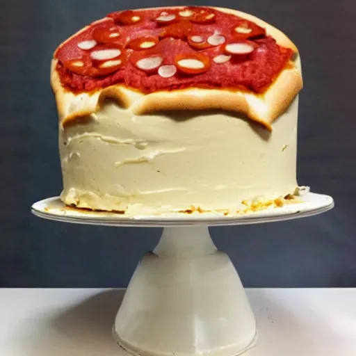 Prompt: A pizza that is actually a cake