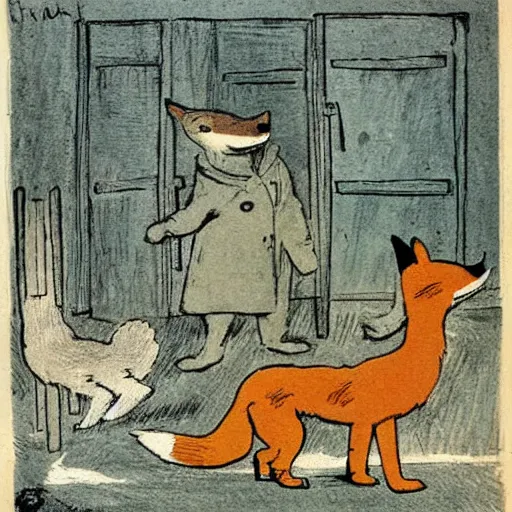 Image similar to story about a cute fox illustrated by Edward Ardizzone