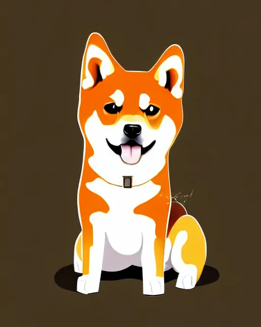 Image similar to vector illustration of a chibi shiba inu dog, digital painting, by artgem