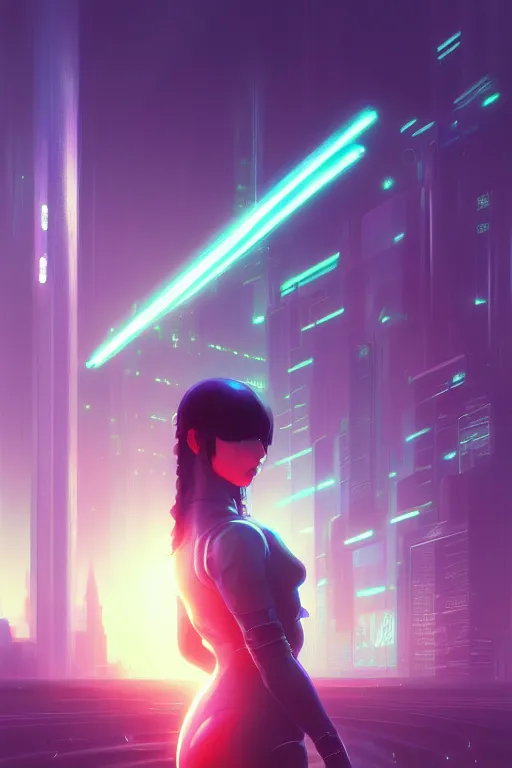Prompt: round field, city, cyberpunk, fantasy, neon lights, sharp focus, intricate, elegant, digital painting, artstation, matte, highly detailed, concept art, illustration, ambient lighting, art by ruan jia and artgerm and range murata and wlop and ross tran and william, adolphe bouguereau and beeple
