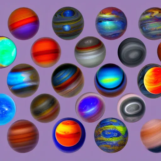 Prompt: aiens playing marbles in shape of planets , digital art