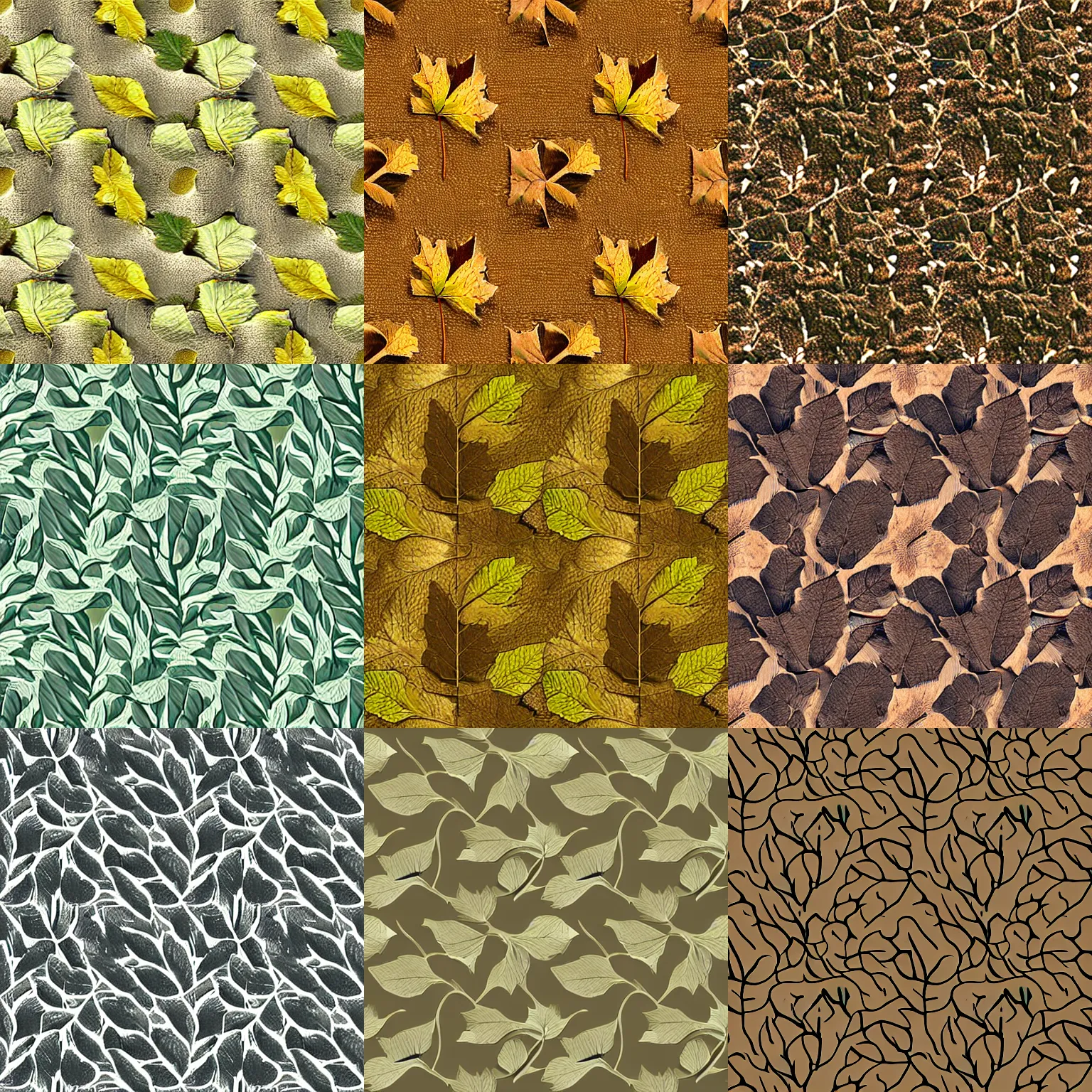 Prompt: seamless texture, minimal, spring leaves, oak