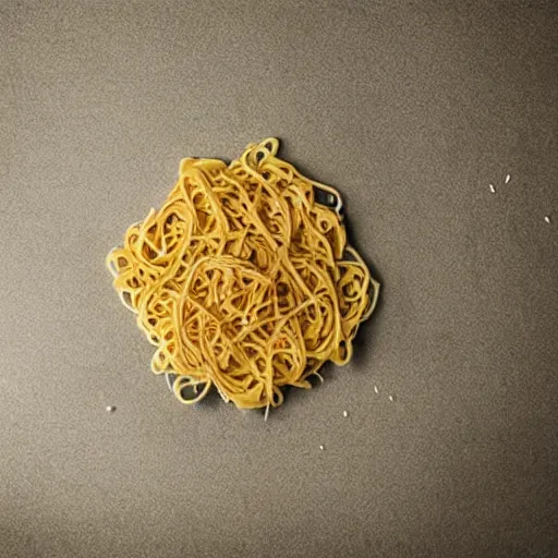 Prompt: star made of pasta floating in space