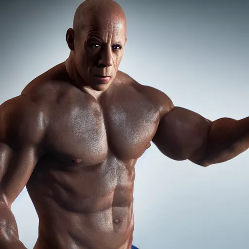 Image similar to animatronic Vin Diesel, exposed mechanics, photo, Stan Winston studios, detailed, 4k