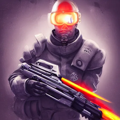 Image similar to a futuristic soldier holding plasma gun, sci - fi, concept art, fantasy illustration, sharp, ultra detail, angry face