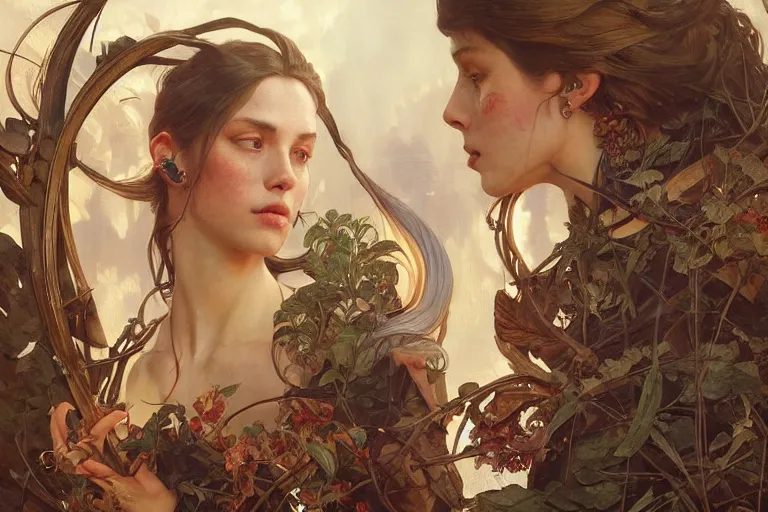 Image similar to painting of transcommunication, ultra realistic, concept art, intricate details, eerie, highly detailed, photorealistic, octane render, 8 k, unreal engine. art by artgerm and greg rutkowski and alphonse mucha