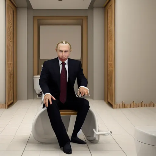 Image similar to vladimir putin sitting on a toilet, 8 k resolution, highly detailed