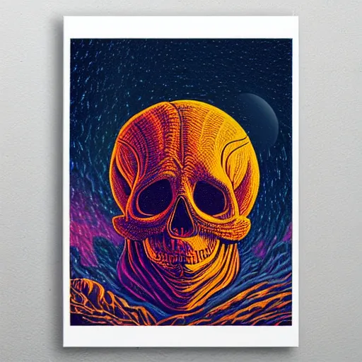 Image similar to ngc 3132 melting mysterious skull landscape by Casey Weldon, dan mumford 8k ultra high definition, upscaled, perfect composition , golden ratio, edge of the world, image credit nasa nat geo